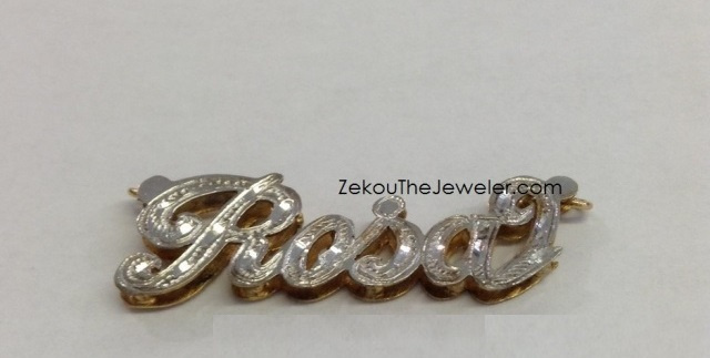 14K GP & Silver 3-D Double Plate Name NECKLACE/free chain/PERSONALIZED-Style 10